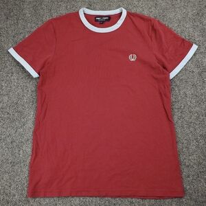 Fred Perry T Shirt Mens Small Contrast Cuff Ringer Tee Red Cotton Preppy Tennis